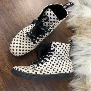 Dr. Martens Black and White Polka Dot Boots
